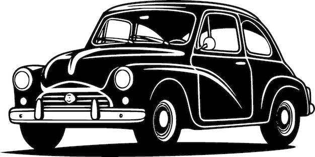 Car Black and White Isolated Icon Vector illustration