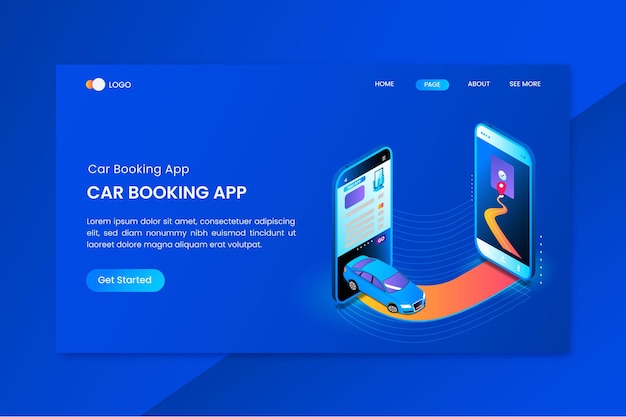 Vector car booking app isometric