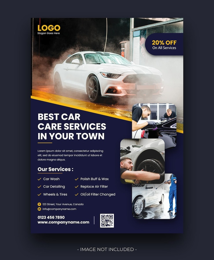 Vector car care services flyer template
