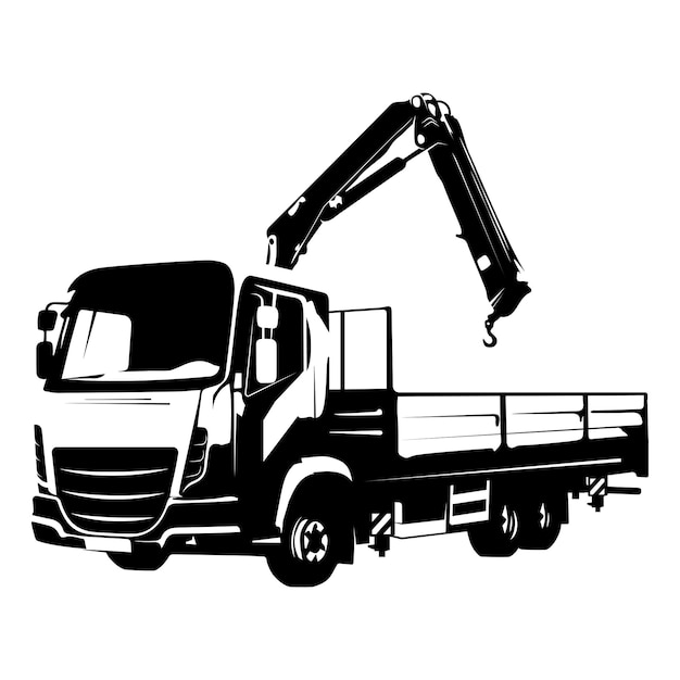 Vector car cargo loader with crane boom