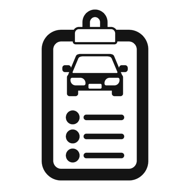 自動車サービスメンテナンスを表す車のチェックリストクリップボードのアイコン