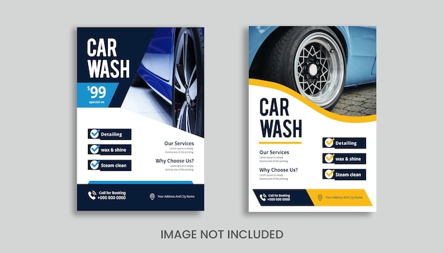 Vector car cleaning service flyer poster design template