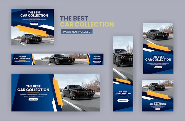 Car collection banner web template bundle design, Social Media Cover ads banner, Horizontal template