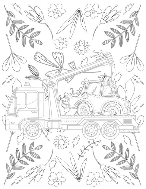 Car Coloring Page, Cartoon Car, Car Coloring Page for Kids