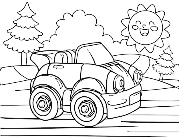 Car Coloring Page for Kids Vehicle