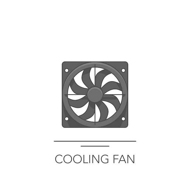 Car cooling fan icon Outline colorful icon of cooling fan on white Vector illustration