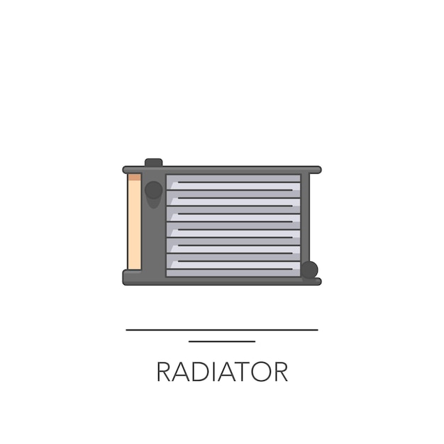 Значок радиатора охлаждения автомобиля контур красочной иконки радиатора на белой векторной иллюстрации