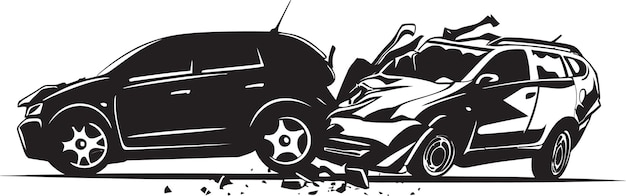 Vector car crash canvas vector black accident logo fragmented fiasco black car collision icon