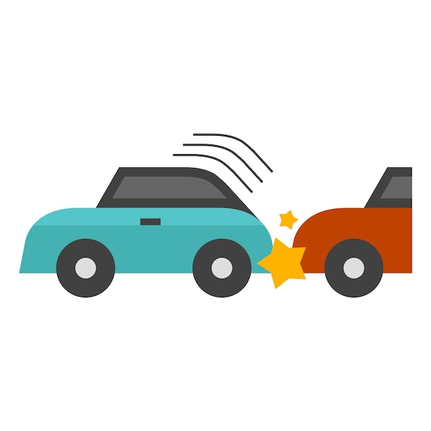 Vector car crash icon in flat color style