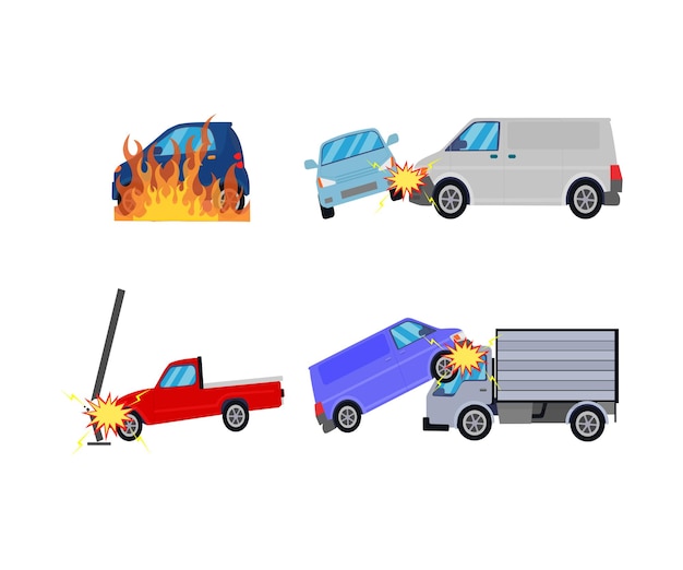 Vector car crashes illustrations