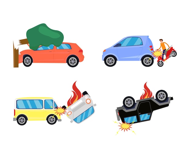 Vector car crashes illustrations