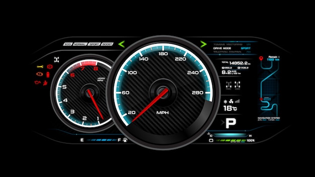 車のダッシュボードのベクトル図