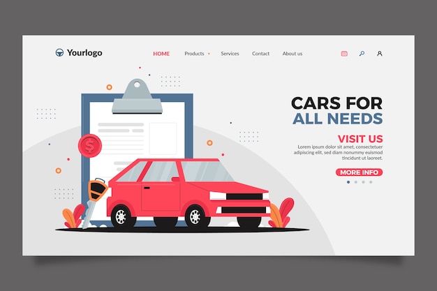 Vector car dealer business landing page template