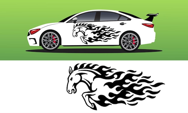 Vector car decal of horse fire