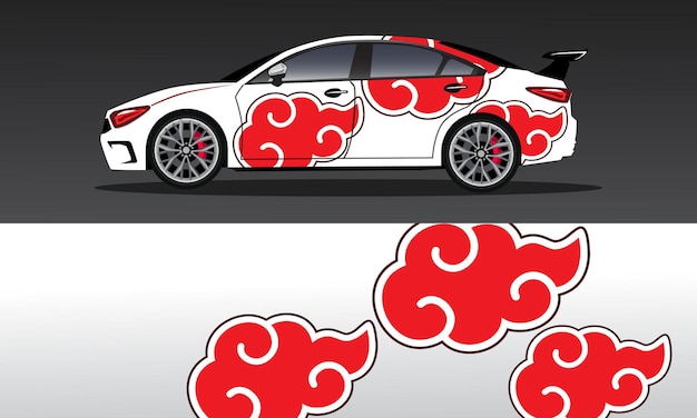 Vector car decal of red clouds