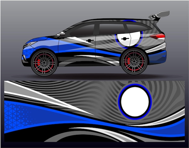 자동차 데칼 랩 디자인 벡터입니다. 차량 비닐 랩에 대 한 추상적 인 배경