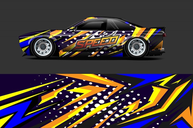 Car decal wrap illustration