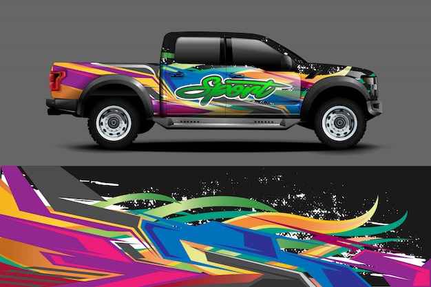 Car decal wrap illustration