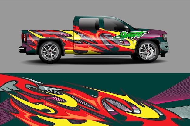 Car decal wrap illustration