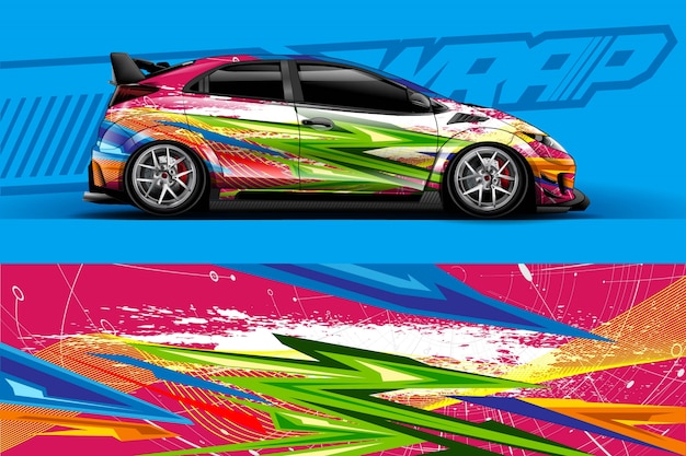 Vector car decal wrap illustration