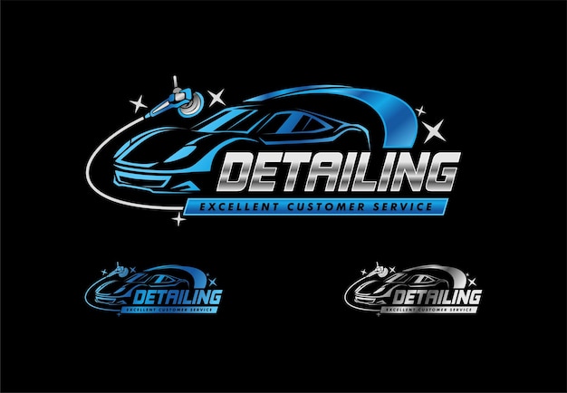 Vector car detailing service logo emblem sticker polisher car illustration vector graphic design template