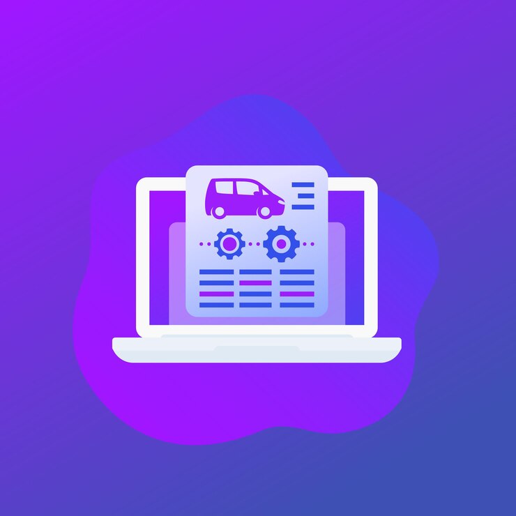 Vector car diagnostics with computer vector icon