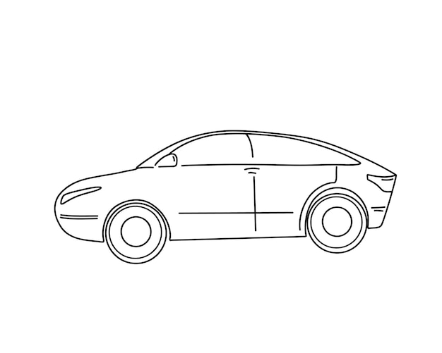 Car in doodle style. linear vector illustration