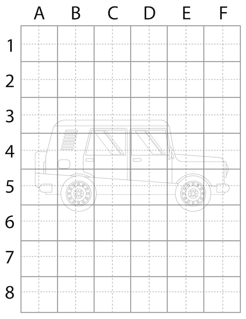 Pagina disegno auto, pagina disegno auto per libro, pagina disegno auto per bambini, auto in bianco e nero, auto vec