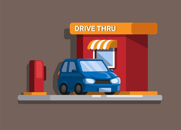 Auto in drive thru ristorante fast food