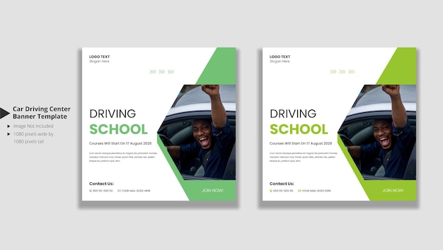 Car driving school web and social media banner template