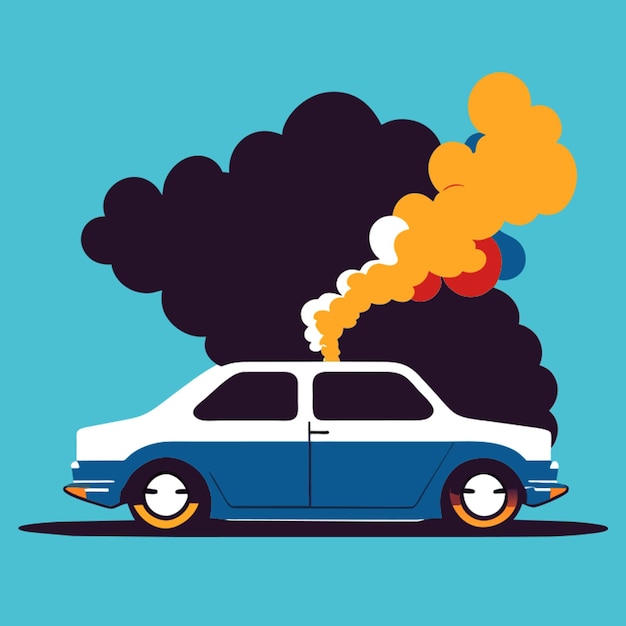 car emitting exhaust fumes simple detail clean detail vector illustration