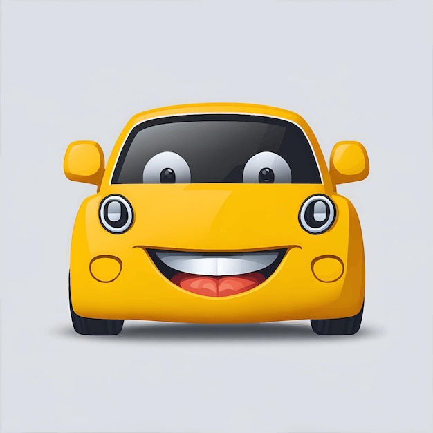 Vector car emoticon funny car face character smiles icons vector illustration