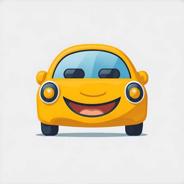 Car emoticon funny car face character smiles icons vector illustration