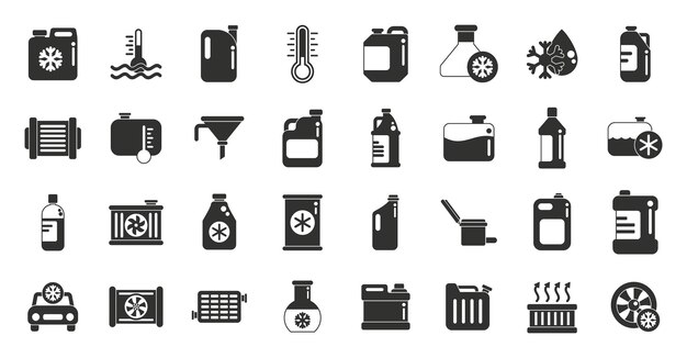 Car engine antifreeze icons set simple vector Air vent