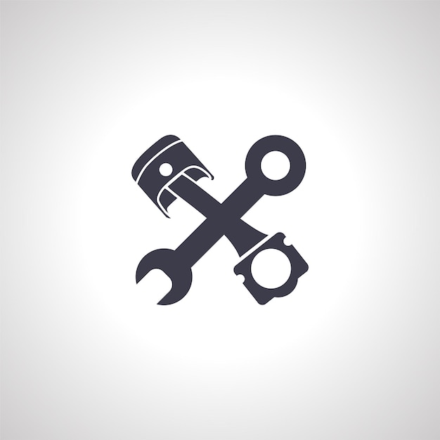 Car engine repair service icon car engine piston with wrench icon