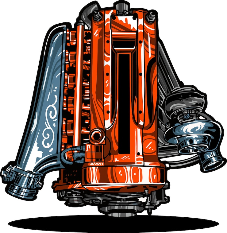 Vector car engine stickers