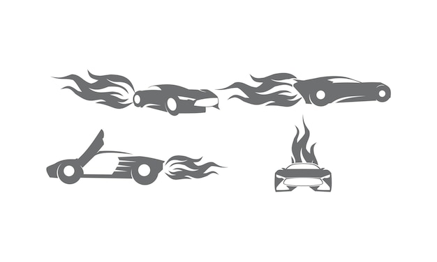 Car fire energy logo set bundle collection