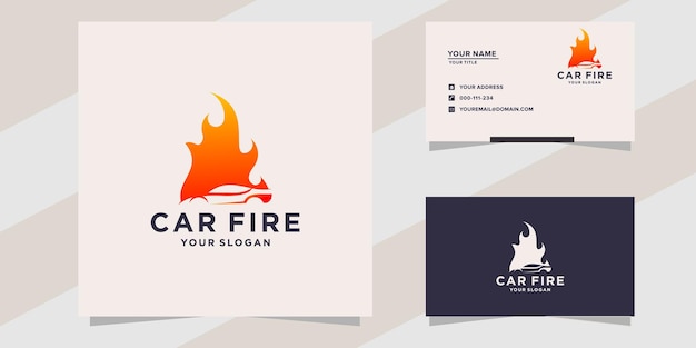 Вектор Логотип пожарной машины и шаблон визитной карточки