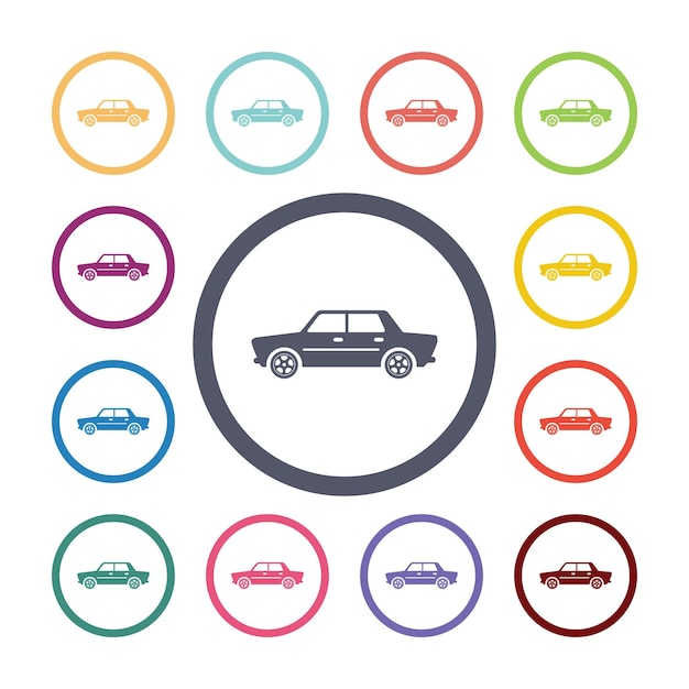 Vector car flat icons set