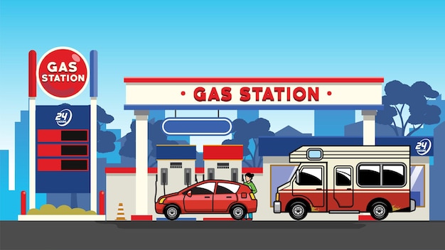 Car in gas station