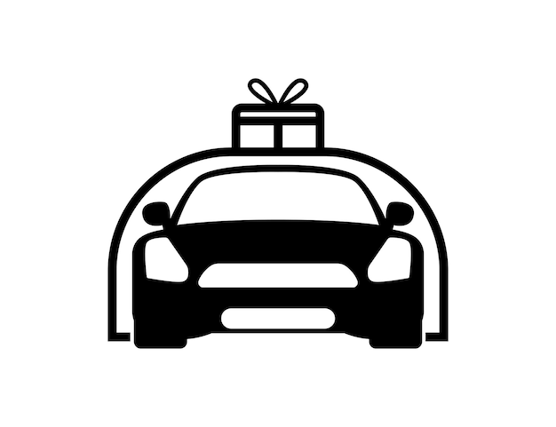 Illustrazione della siluetta di simbolo del regalo dell'automobile