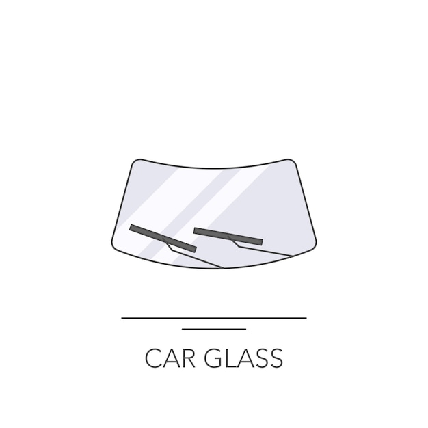 Значок автомобильного стекла Контур красочной иконки автомобильного стекла на белой векторной иллюстрации