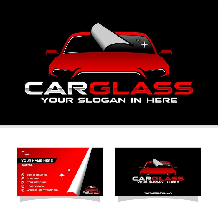 CAR GLASS WITH BUSINESS CARD