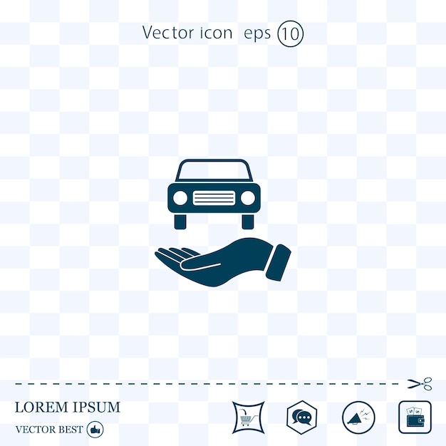 Car on hand symbol vector illustration on a light background Eps 10