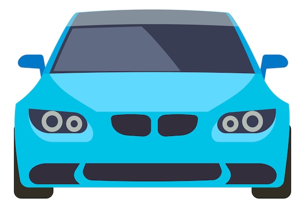 car icon. blue modern auto front view isolated on white background
