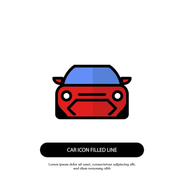 car icon filled line vector simple car icon filled line vector car filled line front symbol custom icon car filled line