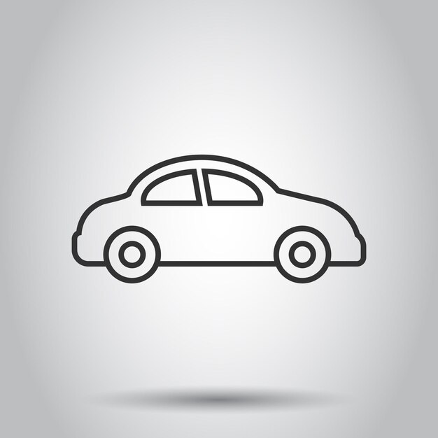 Car icon in flat style Automobile vehicle vector illustration on white isolated background Sedan business concept