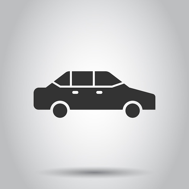 Иконка автомобиля в плоском стиле. Векторная иллюстрация автомобиля на белом изолированном фоне. Бизнес-концепция седана.
