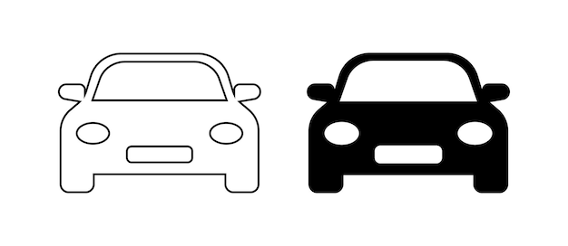 Car icon Linear and silhouette style Vector icons