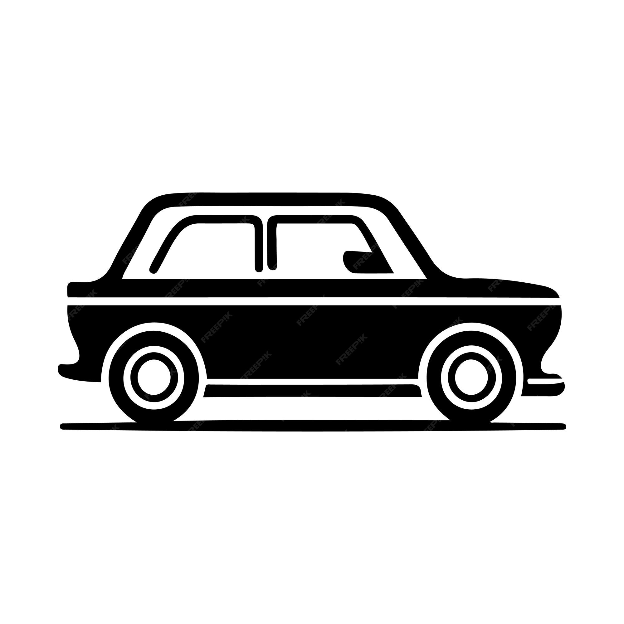 Cars Outline Clipart-Classic Car silhouette icon on white background vector